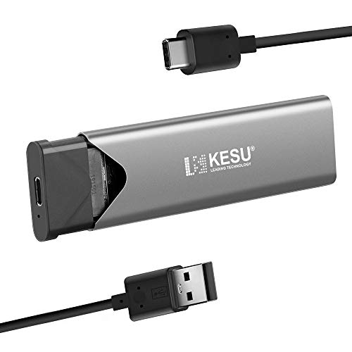 KESU M.2 SSD Enclosure Adapter, USB 3.1 Gen 1 (5 Gbps), NGFF B-Key& M + B Keys Hard Drive Caddy External Case for 2242 2260 2280 (Black)