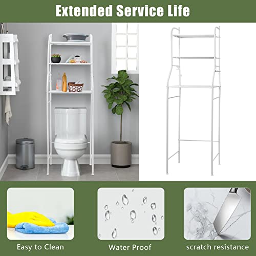 Holdfiturn Over Toilet Storage Unit 3 Tier Over Toilet Storage Rack Bathroom Shelf Organizer Stand Stainless Steel Saving Organizer Stand (White) - Cosy Home Interiors Holdfiturn Over Toilet Storage Unit 3 Tier Over Toilet Storage Rack Bathroom Shelf Organizer Stand Stainless Steel Saving Organizer Stand (White) - Image 4