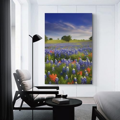 Tableau Texas Bluebonnets impression sur toile moderne pour décoration murale - 3