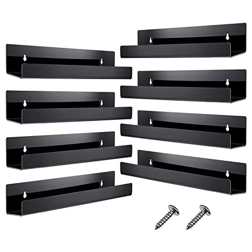 Image of 14 Inch Acrylic Floating Shelf Wall Mounted Invisible Acrylic Shelf Ledge Kids Floating Bookshelf for Living Room Office Bedroom Bathroom Kitchen Decoration Space Save (Black, 8 Packs)