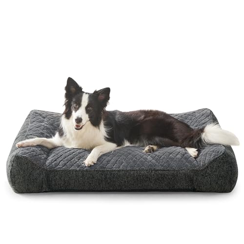 JOEJOY Cuccia Cane Interno Taglia Grande, Cuccia per Cani Sfoderabile e Lavabile, Letto per Cani Ortopedica, Cane Antiscivolo in Peluche Sherpa Morbido con Bordi Rialzati, 89 X 64 X 20 cm