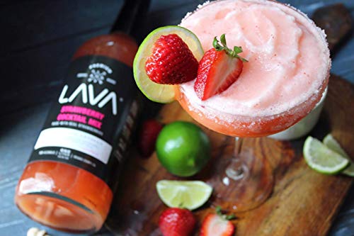 Lava Premium Spicy Watermelon Habanero Margarita Mix & Strawberry Margarita Mix Strawberry Daiquiri By Lava Craft Cocktail Co., Lots Of Flavor And Ready To Use, 1-Liter (33.8Oz) Glass Bottles #TOP4
