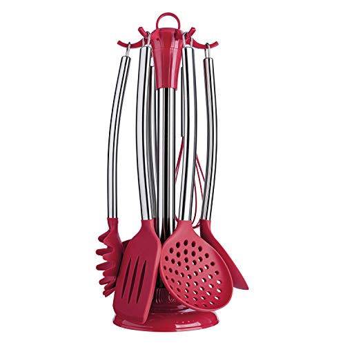 Conjunto de Gadgets de Silicone com Cabo Inox 7 Peças, Euro, SIL3390-VM, Vermelho 1 41Jj5-x6XfL