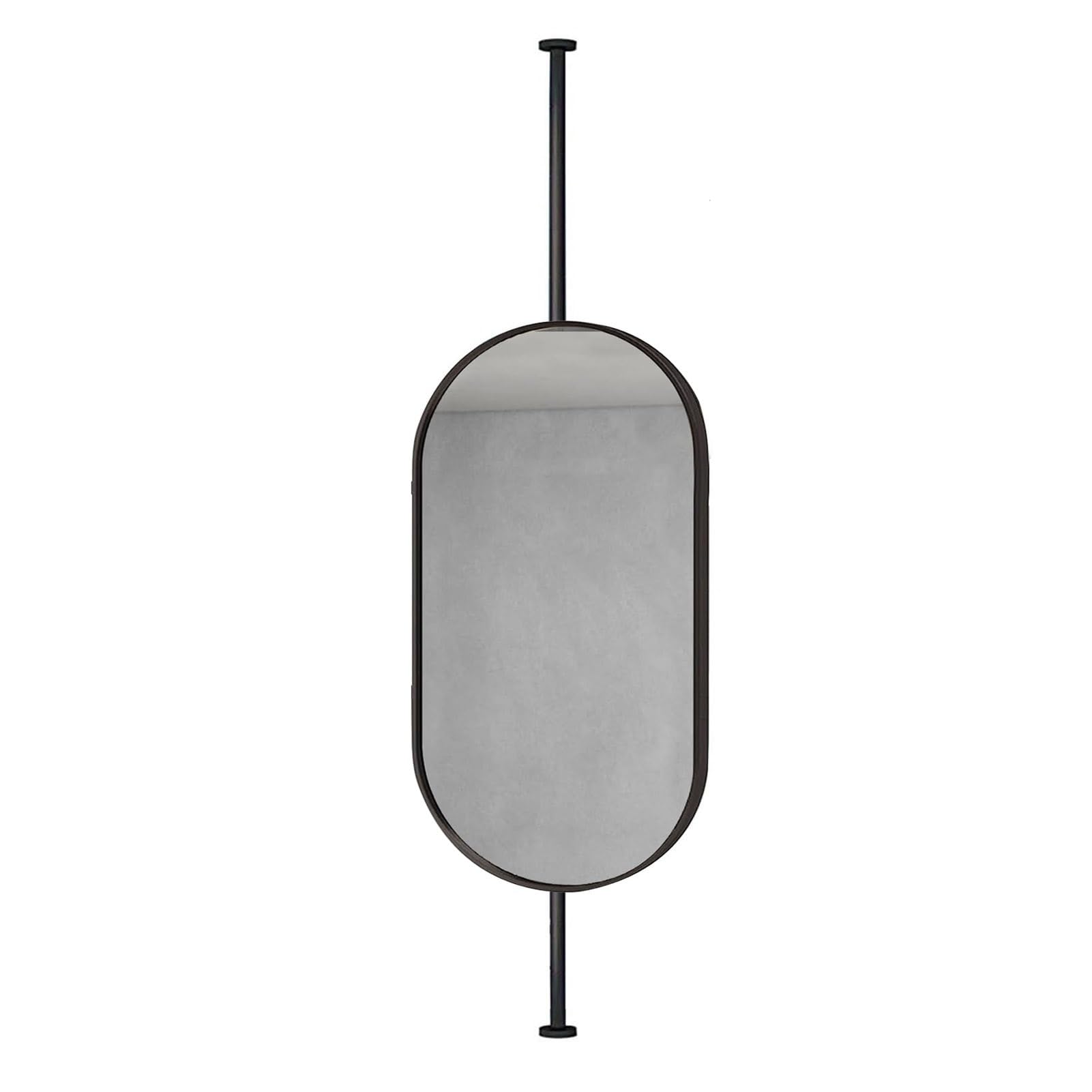 Gaommini Oval Wall Mirror with Gold Metal Frame and Ceiling Hanging Boom