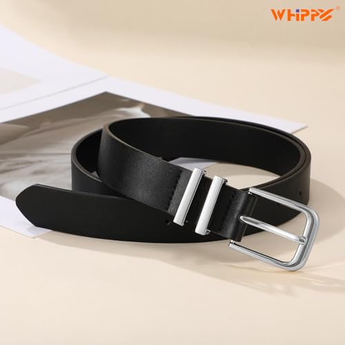 Image of WHIPPY Women Casual Leather Belt for Jeans Pants, Fashion Ladies Waist Dress Belt