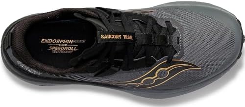 Saucony Women's Endorphin Edge Trail Running Shoe, Black/GOLDSTRUCK, 10.5 | Image 2