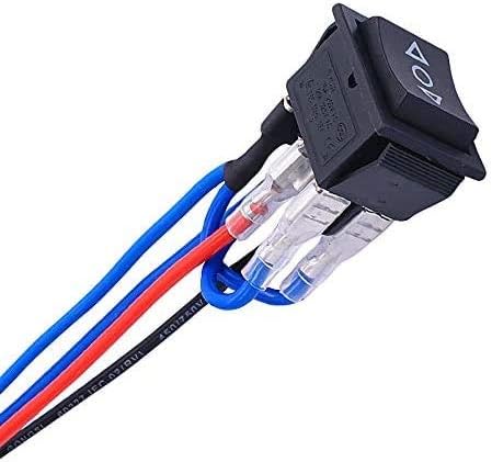Taiss/Momentary Polarity Reverse Switch DC 12V 10A Motor Control Toggle Switch 6 Pin 3 Position (ON)-Off-(ON) Rocker Switch with Wire Car Motorcycle Boat or Home Appliances KCD2-223-M-JT