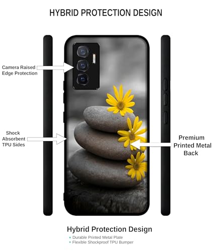 Image of Stones and Flower Design Premium 2D Printed Metal Back Case Cover for Vivo V23E 5G / Y75 4G