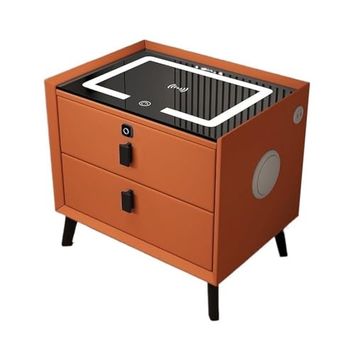 Table de chevet sans fil 40 cm avec tiroirs LED et coffre à code