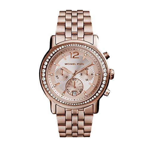Michael Kors Women's Baisley Quartz Watch with Stainless-Steel-Plated Strap, Rose Gold, 22