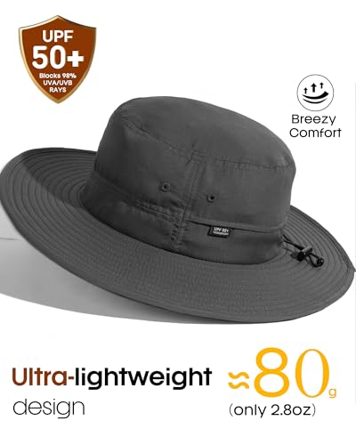 FURTALK Sonnenhut für Herren Damen Packable breiter Krempe Sommer UV-Schutz Angelhut UPF 50+ Einstellbare Kinnriemen Eimer Hut Outdoor