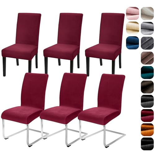 Alishomtll Lot de 6 housses de chaise extensibles en velours, pour cuisine, restaurant, hôtel,...