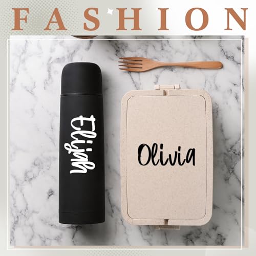 Humyoun 6 Sheets UV DTF Cup Wrap Name Decals for Tumblers Waterproof Custom Vinyl Lettering Alphabet Stickers Personalized Name Decals for 14-40oz Tumbler Cups Water Bottle DIY (Black+White)