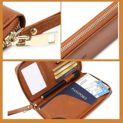 Similarbe RFID Passport Holder, Multi-Functional RFID Passport Wallet, Anti-Theft Simple Plain Leather Card Holder With Blocks All Electronic Scans, Slim Yet Fits All Essentials (Q)3