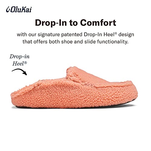 OLUKAI Nohea Heu Women's Slipper, Soft Sherpa Fleece with Elastic Gore Pannels, Comfortable & Breathable Dual-Density PU Footbed, Stylish Drop-In-Heel Design4