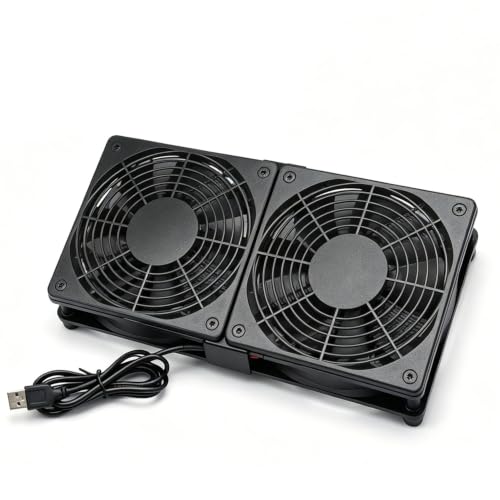 USB Ventilator 2 Stück 120mm USB Lüfter Gehäuselüfter mit separatem Schalter für Computer Laptop Router TV-Box Modem Gehäuse PS4