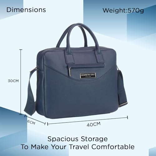 Image of KENNETH COLE Unisex Professional 15 Inch Laptop Bag | Premium Glossy Textured PU Lightweight Briefcase Bag | Adjustable Shoulder Strap, for Work, Business and Travel