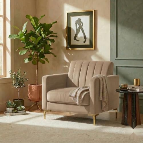 Image of Velum 3 Seater Sofa for Living Room & Office | Premium Fabric Upholstery | Solid Wood Frame | Comfortable Seating | 3 Years Warranty (Beige, 1 Seater Sofa)