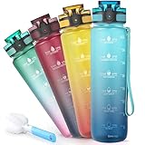 【HERVORRAGENDES TRINKERLEBNIS】Ein spezieller spritzwassergeschützter Deckel lässt sich per Knopfdruck mit einer Hand öffnen. Die Luftlöcher im Deckel sorgen für einen schnellen und einfachen Wasserdurchfluss. Die weiche und langlebige Silikontülle macht es einfach, einen auslaufsicheren Schluck oder einen schnellen Wasserstrahl zu genießen, ohne dass Sie die Flasche anheben müssen. Perfekt für das Fitnessstudio, Laufen, Yoga, Gewichtsverlust, zu Hause und im Büro.