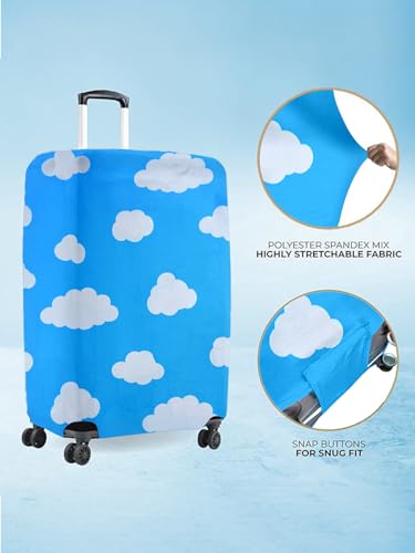 Image of Cortina Eco-Friendly Abstract Print Luggage Protective Cover|Large|Fits 26-30 Inch Luggage|Polyester-Spandex|72cm (28 inches)|Travel Suitcase Protectors|Anti Scratch|Pack of 1|Blue 3