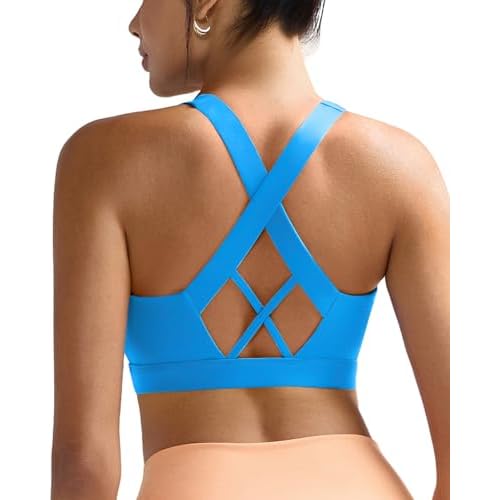 RUNNING GIRL Sports Bra for Women High Support,Molded Cup High Impact Sports Bras with Sewn in Pads A-brilliant Blue XX-Large