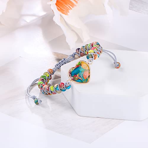 MOOGEEN-Handmade-Beaded-Bracelets-for-Women-Gifts-for-Granddaughter-Daughter-Mom-Best-Friend-Bestie-Sister-Jasper-Heart-Bracelets-Boho-Natural-Stone-Colorful-Beads-Wrap-Bracelet-Turquoises-Jewelry