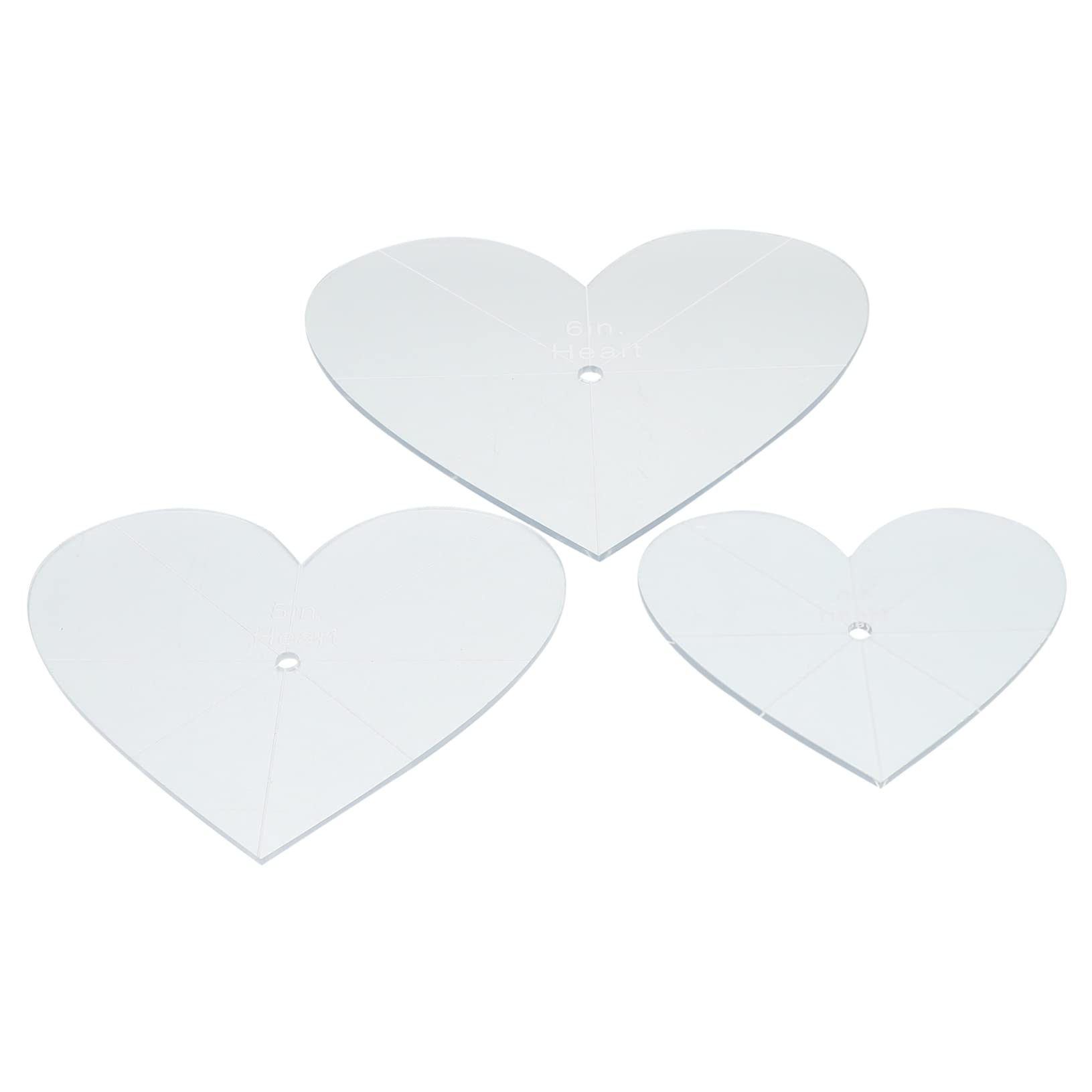 FONDOTIN 3Pcs Heart Shaped Quilting Rulers Versatile Acrylic Patchwork Tools for DIY Sewing Projects for Embroidery Painting Crafting Lightweight Portable Quilting