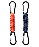 2 Pack Paracord Keychain Carabiner Clips, Heavy Duty Lanyard Hanger with Double Hooks for Stroller Holder, Bottle, Keys, Backpack, Tools (Orange) -  C and C Adventures