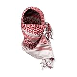 M MCGUIRE GEAR Shemagh Tactical Scarf, Middle Eastern Desert Hood, Bandana, Keffiyeh, Military Style, 100% Cotton, 42' x 42', Bandana, Hood, White/Red, 100% Cotton
