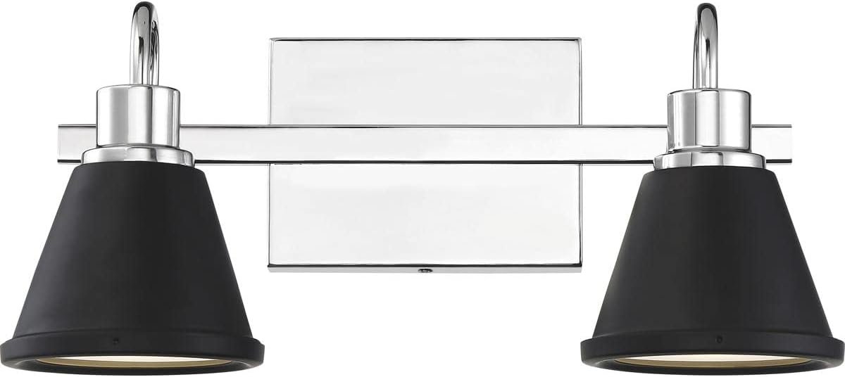 Nuvo 62/1472 Bette LED Vanity Polished Nickel Finish with Matte Black Metal Shade, 2 Light