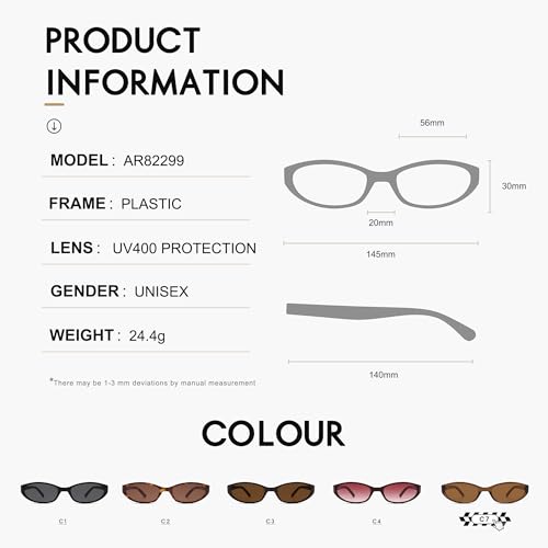 Image of Retro Oval Sunglasses Womens Mens Y2k Trendy Cateye Shades AR82299 | Narrow Round Cute Sunnies,90s 2000s Cool Skinny Frame