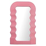 Mokoze Wavy Mirror Irregular Border 16.06"x10" Makeup Mirror for Wall-Mounted and Dressing Table Mir