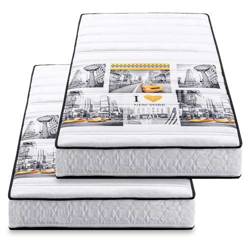 BLUE MOON Lot de 2 Matelas Mousse New York 90x190. Mousse profilée 5 Zones de Confort. Épaisseur...