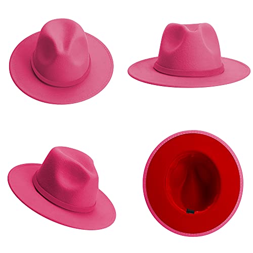 Image of KUJUHA Women Men Wide Brim Fedora Hat