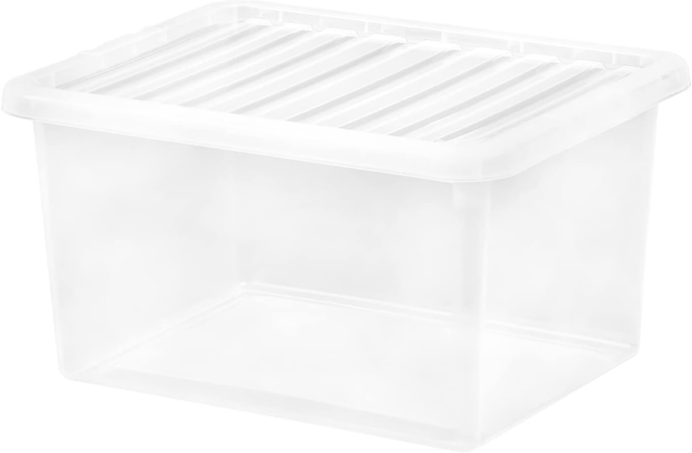 [Pack of 5] Home Office Clear Plastic Stackable Storage Boxes & Lids