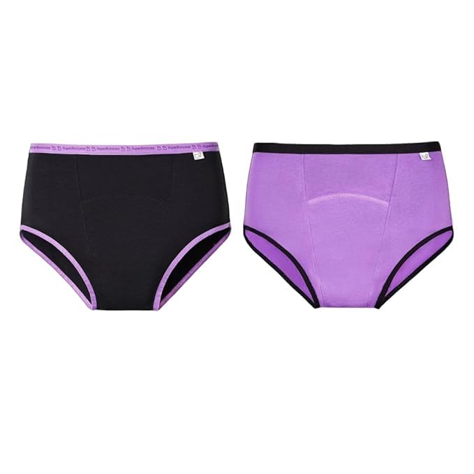 superbottoms MaxAbsorb® Period Underwear | Period Panty for Women | 8Hr Absorption | No Leaks, No Stains | High Waist, Full Coverage | Bamboo Fabric + Cotton(Black & Lilac,Size:XXL) (B0BT76YM8C) Amazon Price History, Amazon Price Tracker