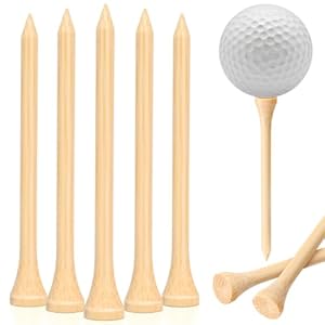 Golf Tees, 100 Packs of 3 1/4 Inch Golf tees, Professional Natural Bamboo Golf Tees, Durable & Stable Professional Tee System, Reducing Friction & Side Spin