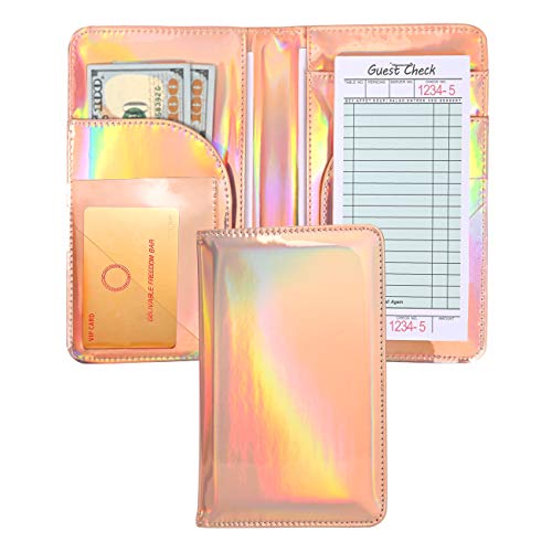 Waiter Waitress Book Server Wallet with Money Pocket Pen Holder Server Book Fit Restaurants Check Presenter and Server Apron (Colorful)