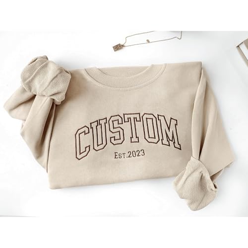 Custom Embroidered Sweatshirts and Hoodie Design Your Own, Personalized Sweatshirts Hoodie For Everyone, Customize Text On Sleeve, Add Your Own Custom Text, Personalized Embroidery Gift, Christmas4