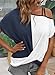 Dokotoo T Shirts for Women Twist Knot Color Block Womens Summer Tops Cold Shoulder Tops Women Beach Fashion Trendy Navy Blue Small