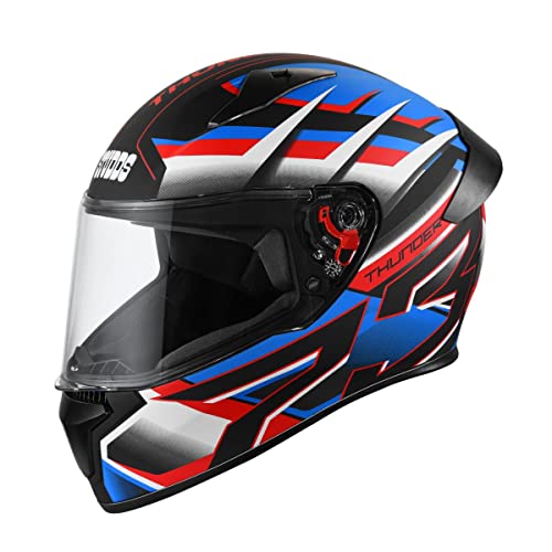 Image of Studds Thunder D6 Full Face Helmet with Clear Visor (Matt Black White N1, L)