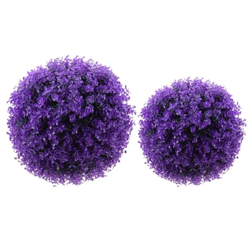 FOMIYES Planta Artificial Artificial Topiary Ball 2pcs Decorative Faux Boxwood Balls Round Artificial Plant Topiary Ball Spheres Wedding Decor, Purple 25cm 30cm Faux Indoor Plants