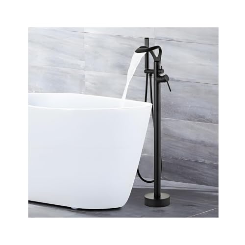 Robinet de baignoire à haut débit avec bec pivotant et douchette en laiton massif durable