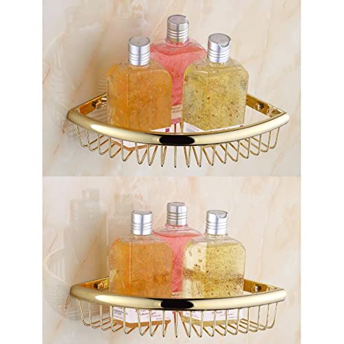 Panier de douche d'angle étagère suspendue dorée inoxydable - 4