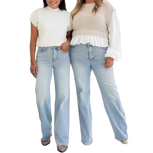 Arisefrom Jeans - Vintage Wash Plus-Size, Stretchy Straight Leg Butt-Lifting Fit, Womens High Waisted (Petite (Under 5'4"),Medium)3