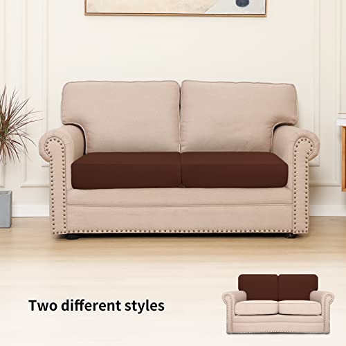 Image of Easy-Going Stretch 2 Pieces Loveseat Couch Cushion Cover for 2 Seat