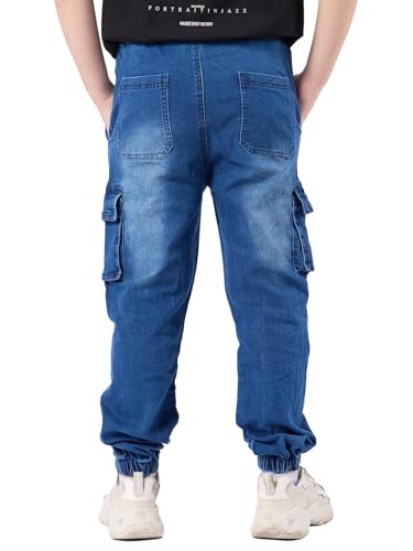 Image of NATUST Boys Cargo Joggers Drawstring Jogging Pants Kids Elastic Waist Trousers 5-14 Years