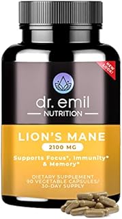 Organic Lions Mane Mushroom Supplement for Mental Clarity, Focus & Immune Support - Organic Brain Boosting Nootropic Lions Mane Mushroom Capsules with 100% Organic Lions Mane Extract