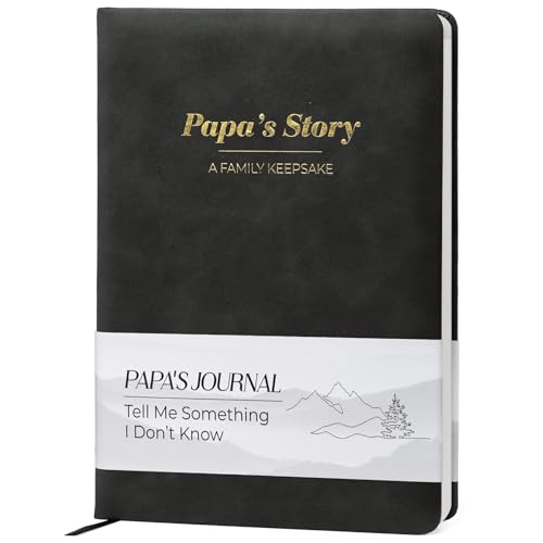 YDCUV Papa's Story Leather Journal (Hardcover) - A Guided Journal To Share His Memories & Love - Meaningful Papas Gifts for Fathers Day, Birthday & Christmas from Granddaughter Grandson