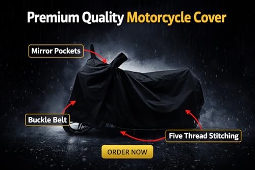 Image of Heavy Duty Waterproof Scooty & Bike Cover for Royal Enfeild Shotgun 650 - UV Resistant, Dustproof & Rain Protection, All-Weather Outdoor Cover for Bikes & Scooty with Buckle Straps